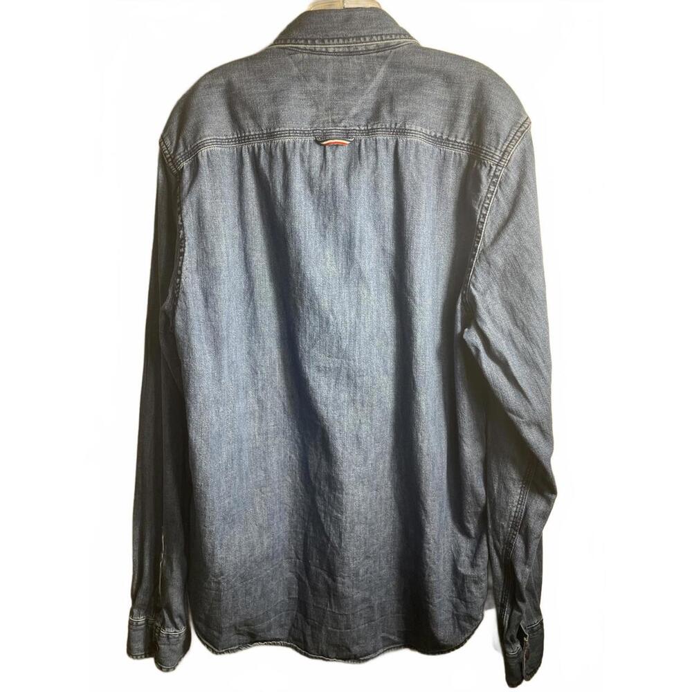 Tommy Hilfiger Denim Shirt Men's Medium Women's Large Button - Picture 4 of 9